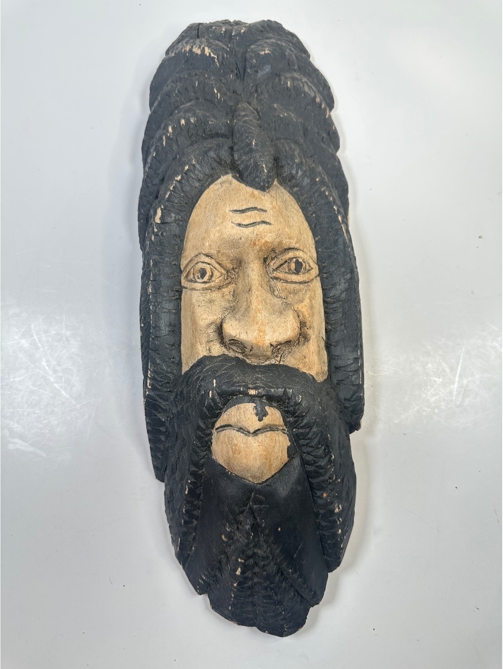 Hand Carved Jamaican Man Mask Dreadlocks Rastafarian Bob Marley 16x6x2